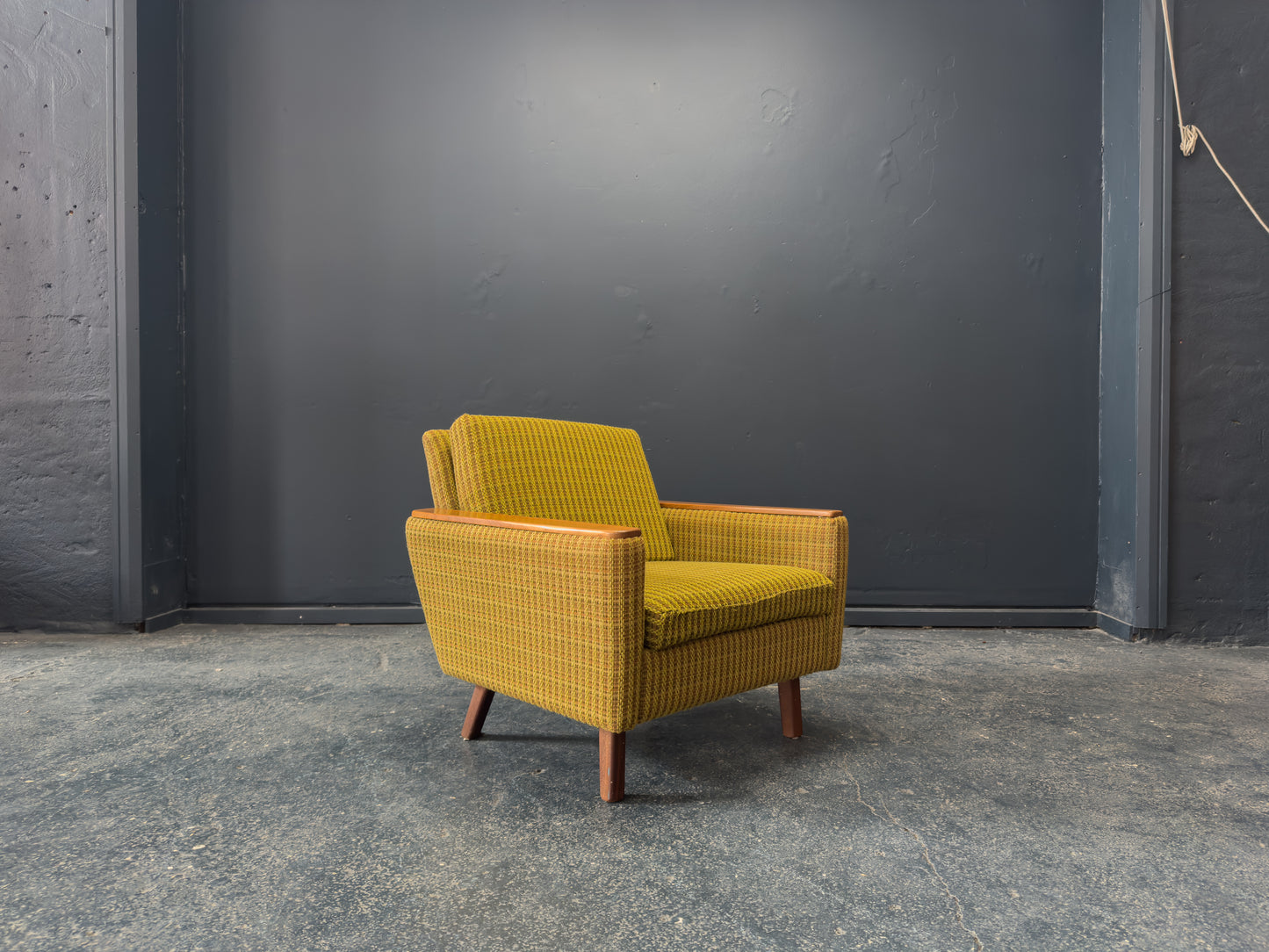 Compact Green and Teak Armchair
