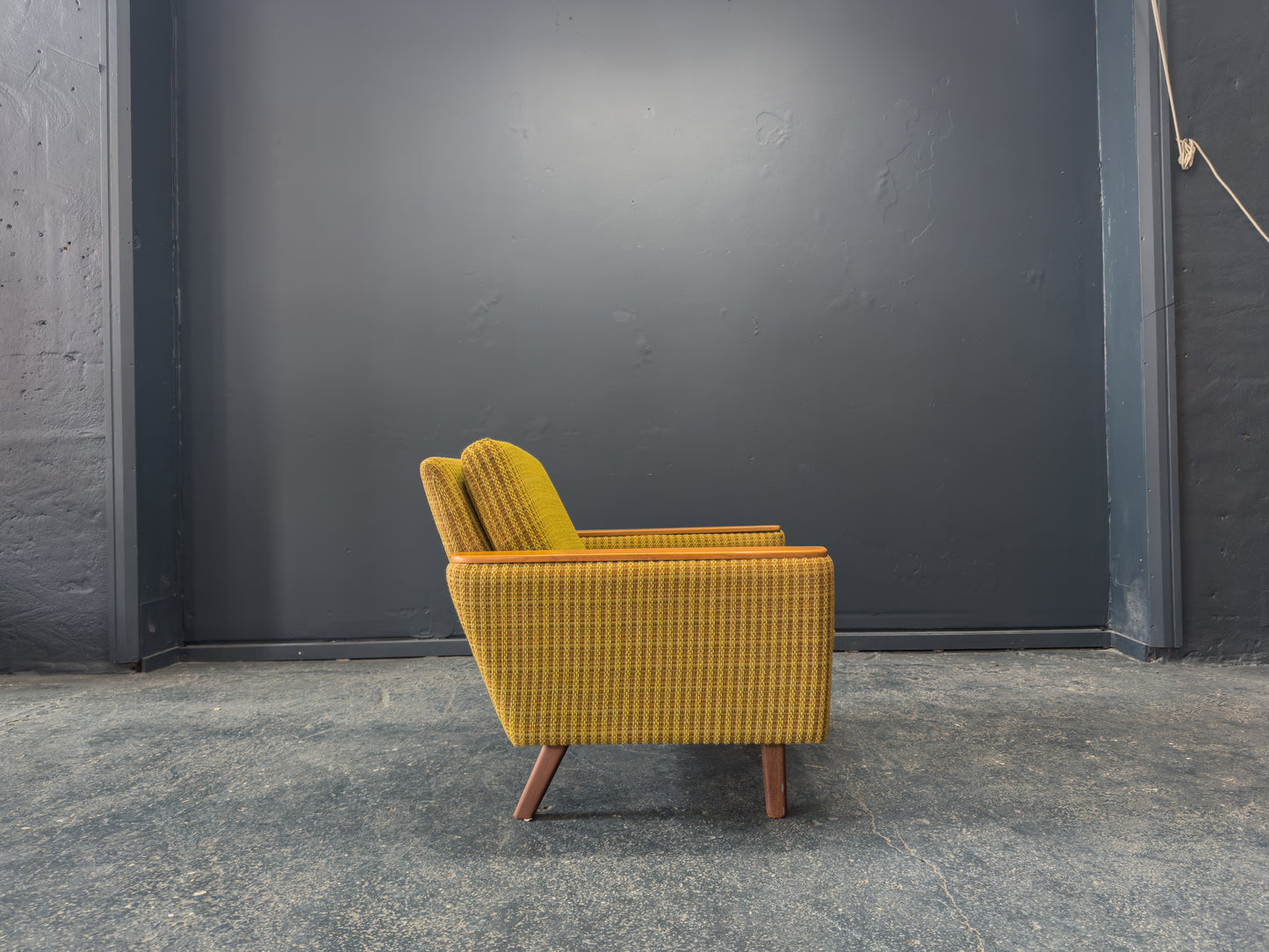 Compact Green and Teak Armchair