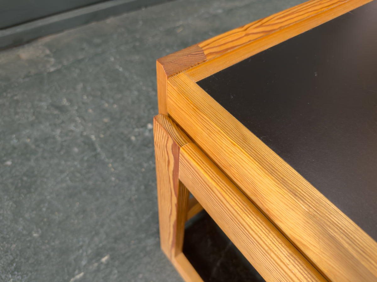 Dansk Design Pine Nesting Tables with Black Linoleum Top