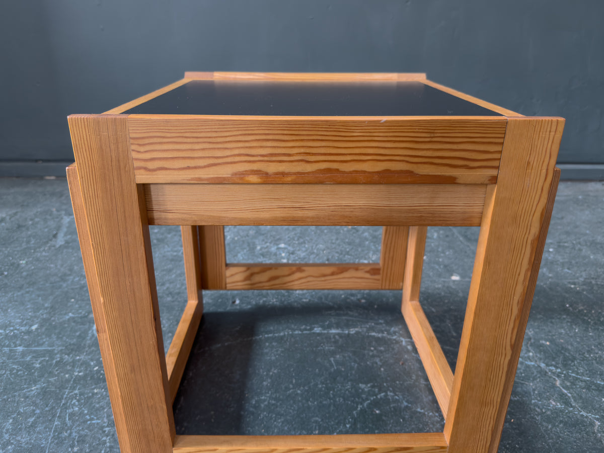 Dansk Design Pine Nesting Tables with Black Linoleum Top
