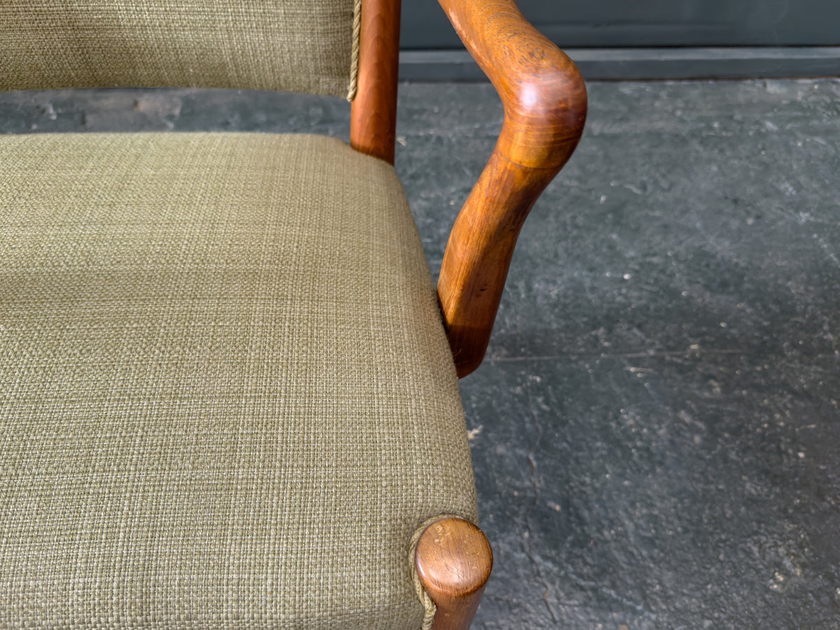 Green Upholstered Carver Chair by Hvidt & Mølgaard