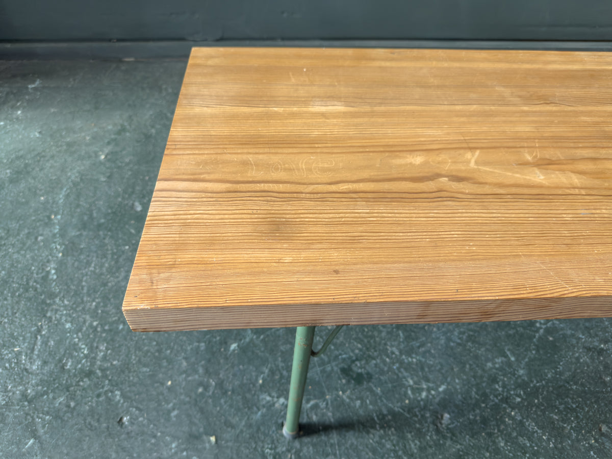 Pine Coffee Table with Metal Legs