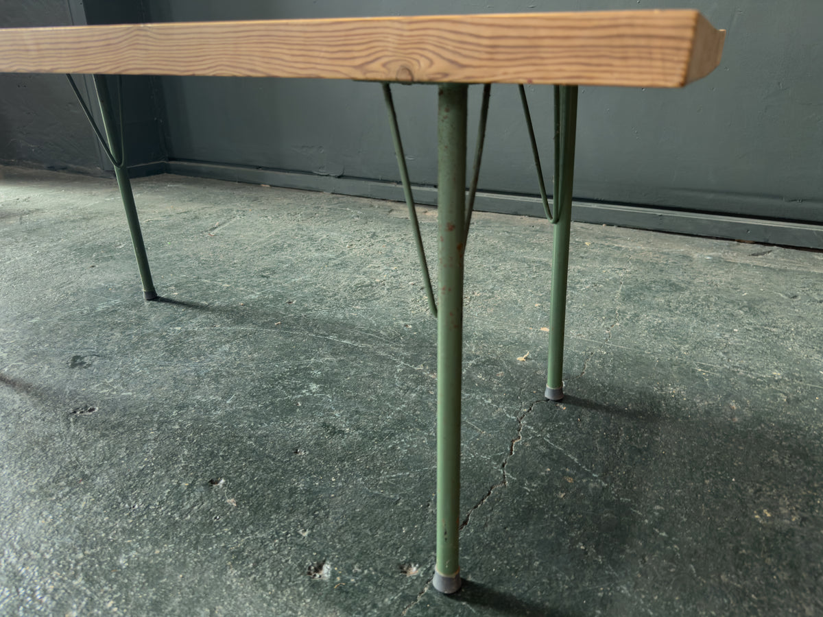 Pine Coffee Table with Metal Legs