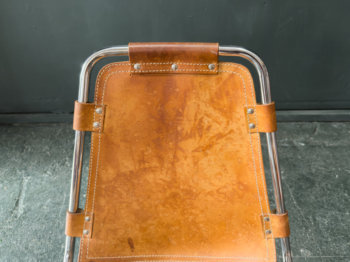 Tubular Chrome and Tan Leather Chair