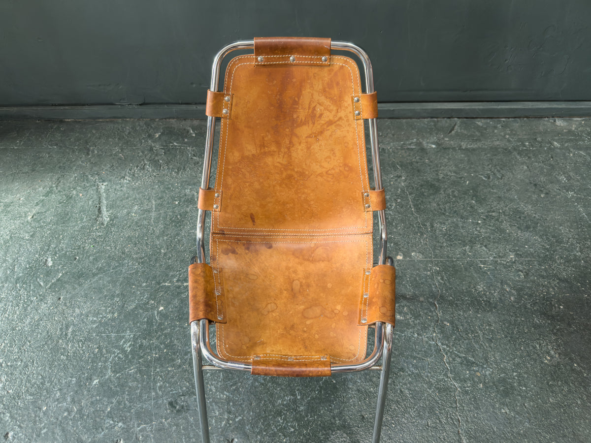 Tubular Chrome and Tan Leather Chair