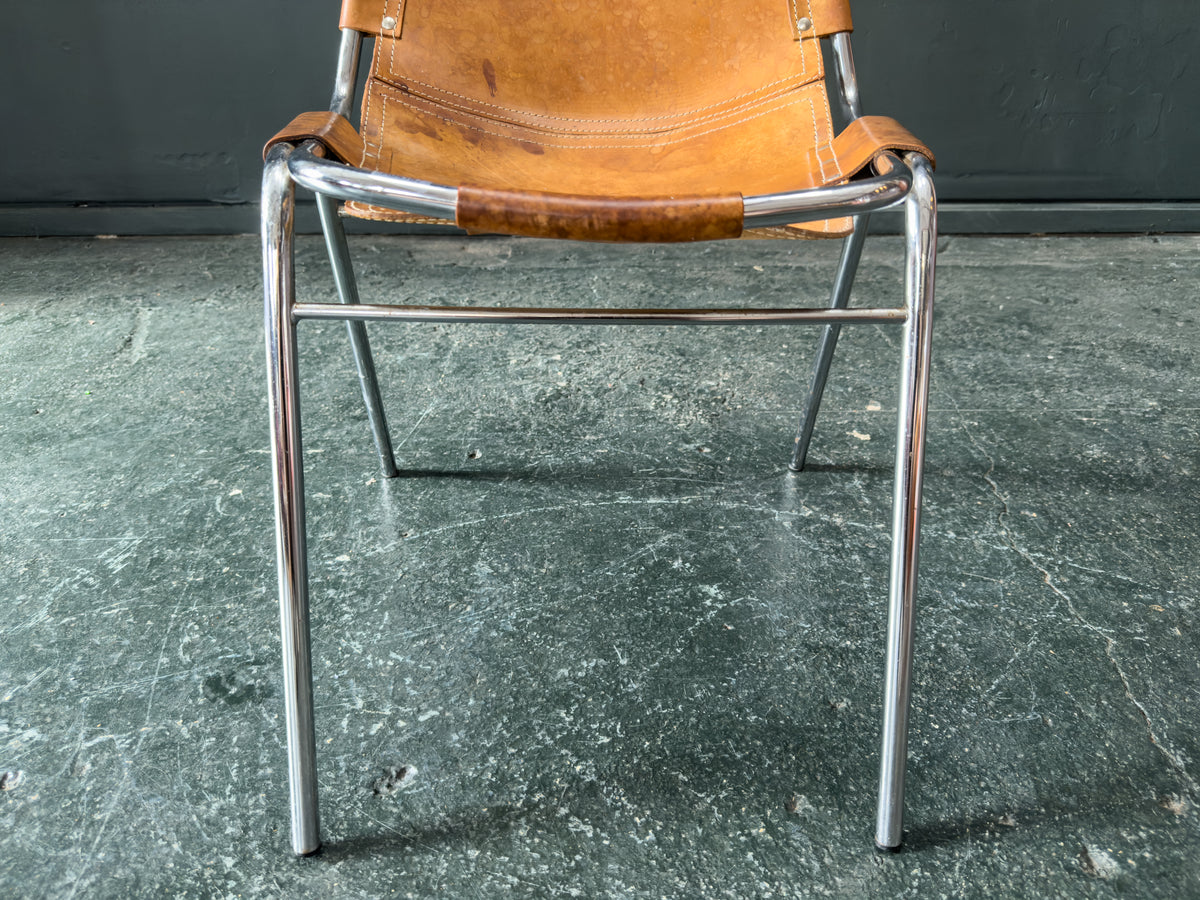 Tubular Chrome and Tan Leather Chair
