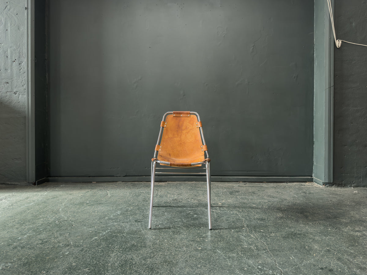 Tubular Chrome and Tan Leather Chair