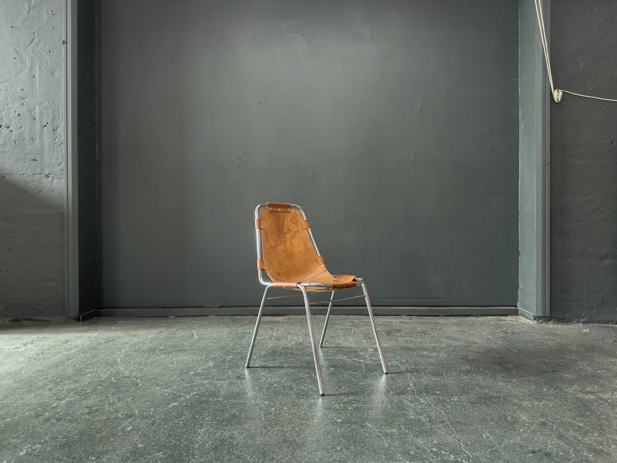 Tubular Chrome and Tan Leather Chair