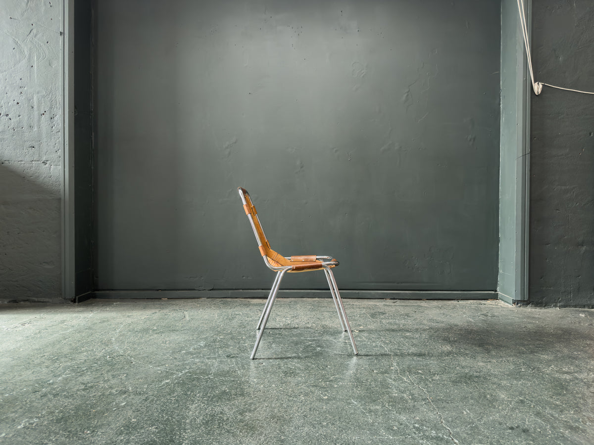 Tubular Chrome and Tan Leather Chair