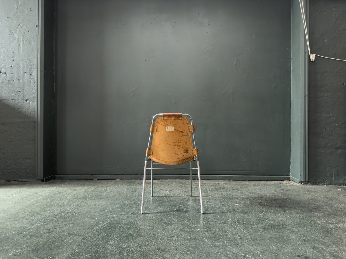 Tubular Chrome and Tan Leather Chair