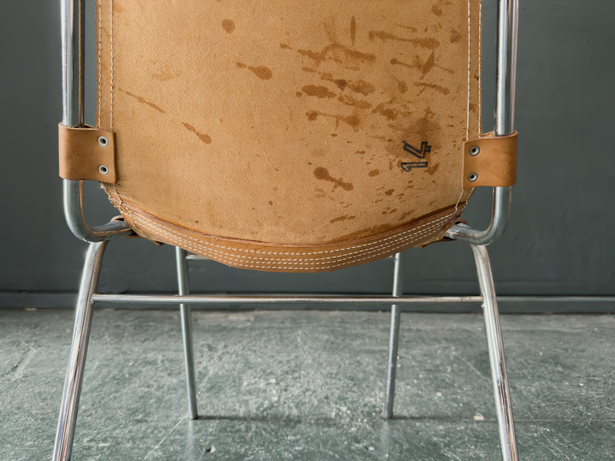Tubular Chrome and Tan Leather Chair