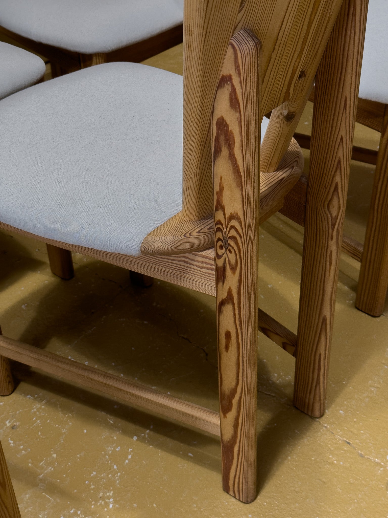Set of Eight Sculptural Pine Dinning Chairs