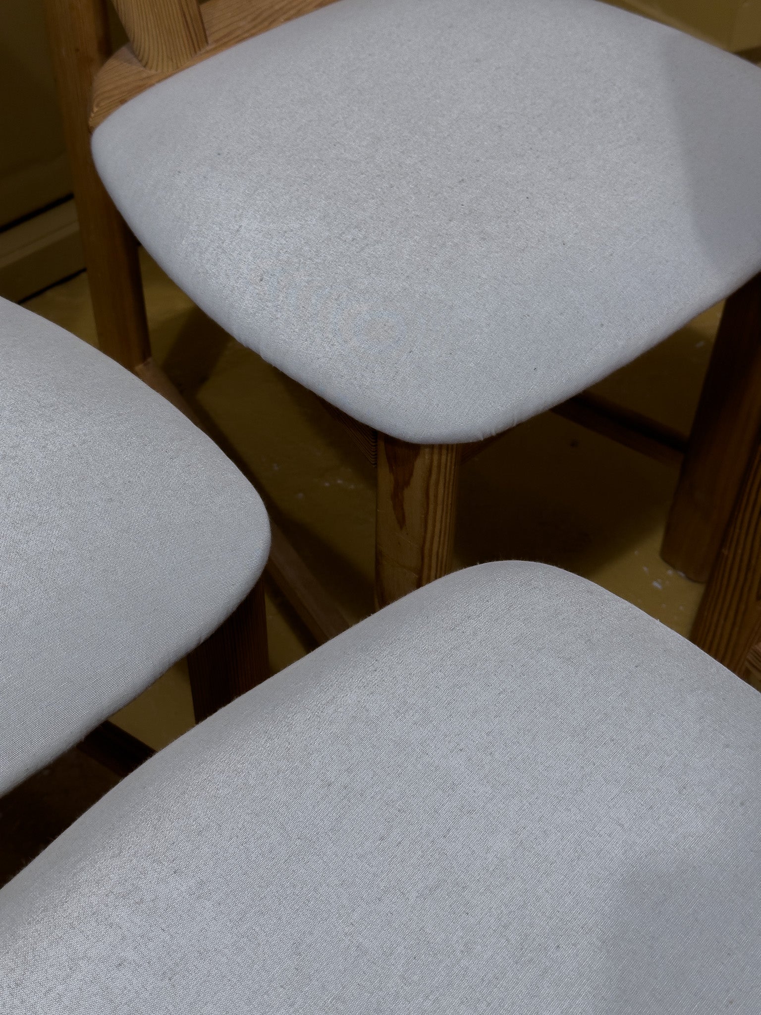 Set of Eight Sculptural Pine Dinning Chairs