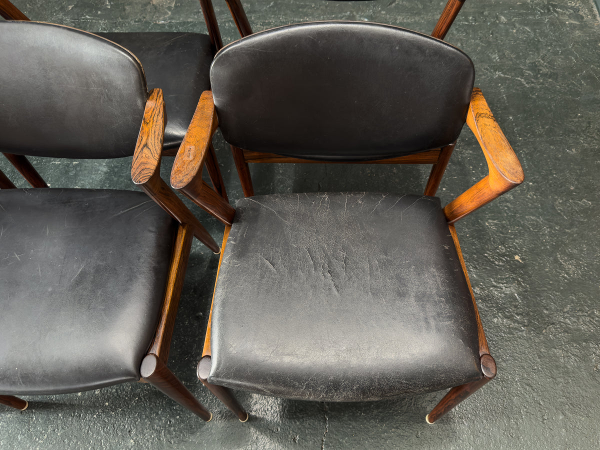 Set of 6 Rosewood Model 42 Dining Chairs by Kai Kristiansen