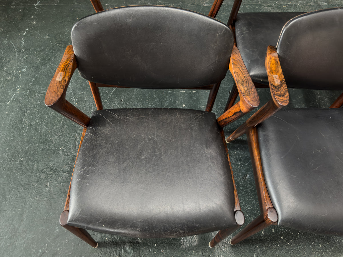Set of 6 Rosewood Model 42 Dining Chairs by Kai Kristiansen