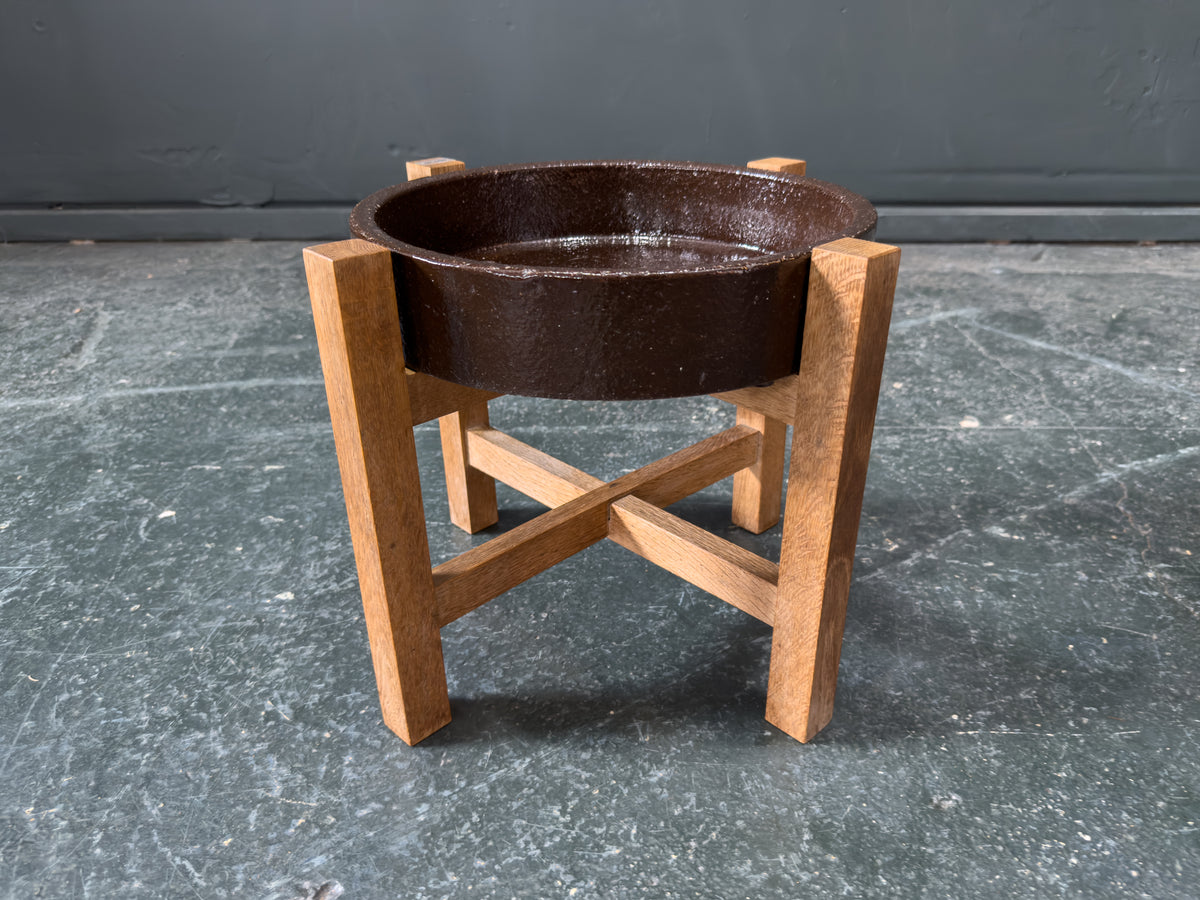 Arne Basse Side Table with Oak Base and Removable Ceramic Bowl