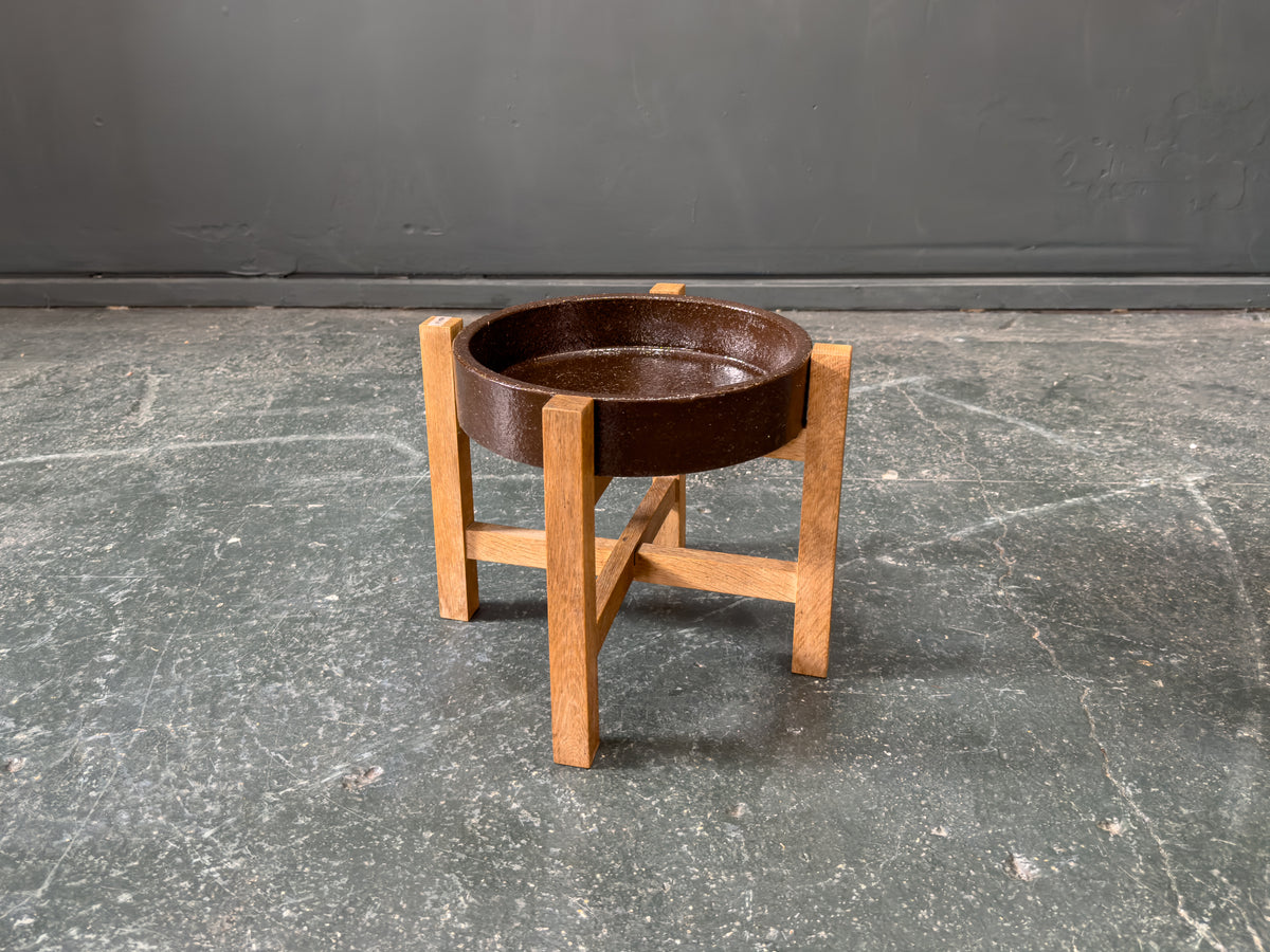 Arne Basse Side Table with Oak Base and Removable Ceramic Bowl