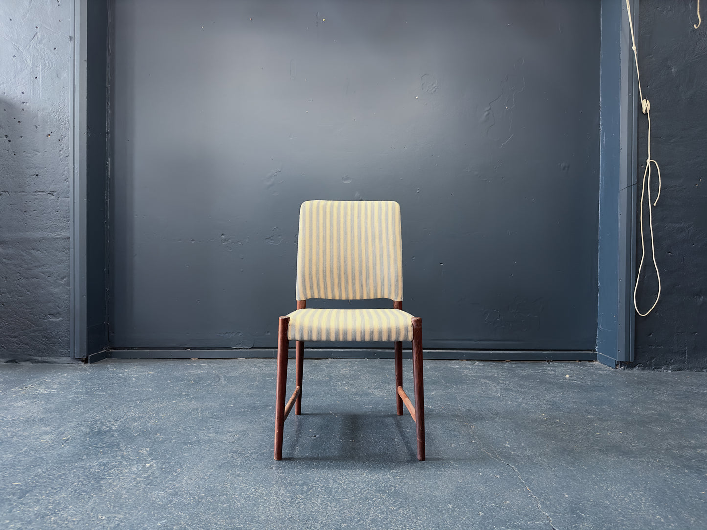 Set of Six Blue and White Striped Chairs