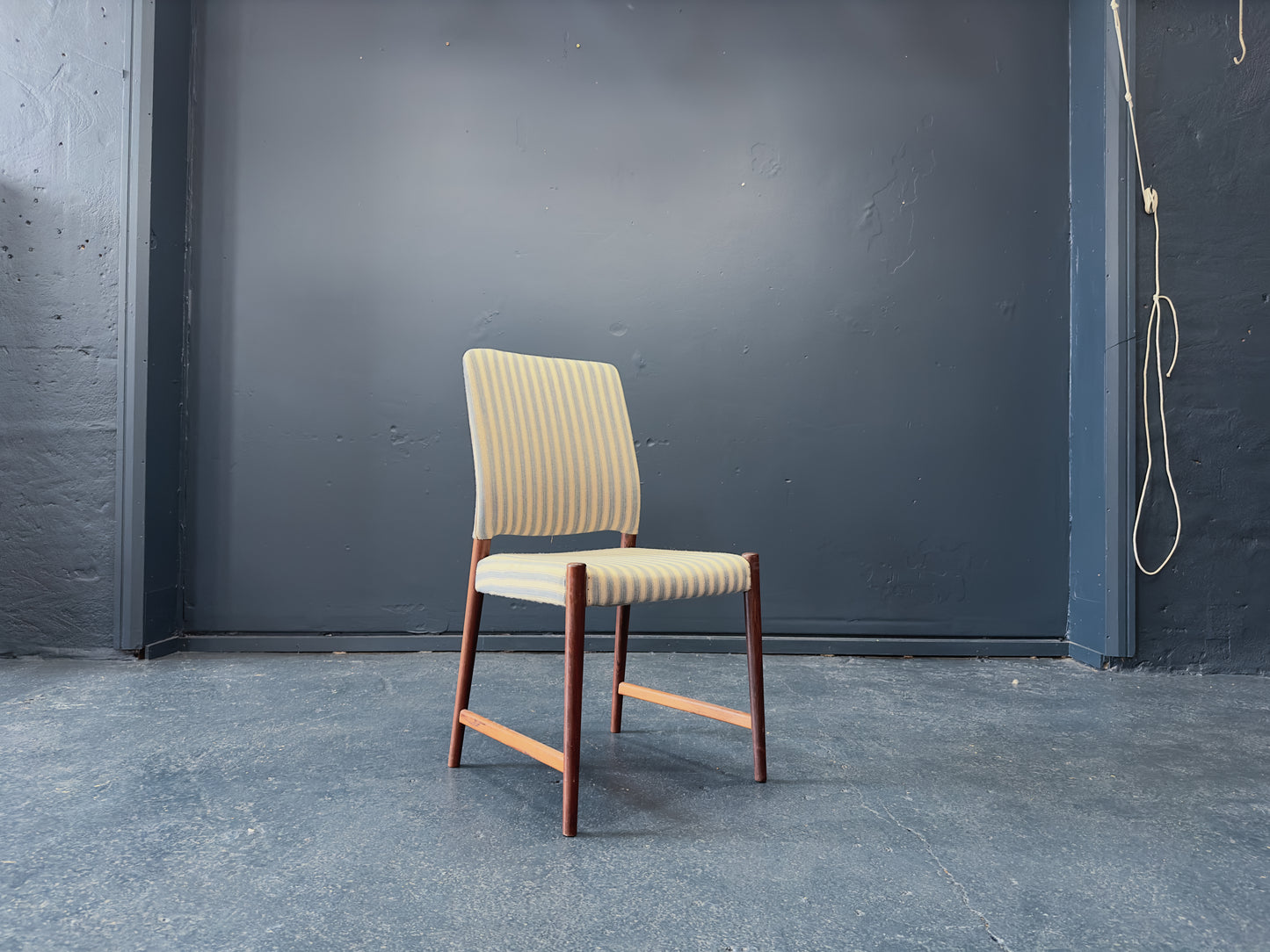 Set of Six Blue and White Striped Chairs