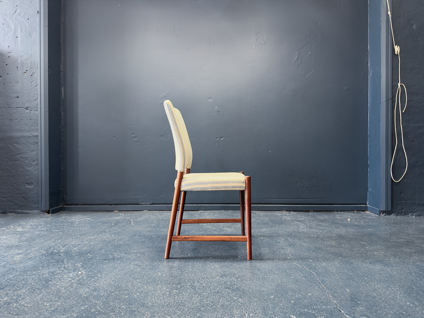 Set of Six Blue and White Striped Chairs