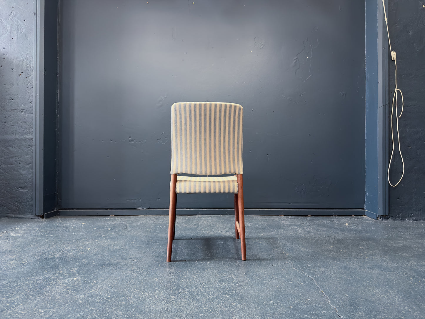 Set of Six Blue and White Striped Chairs