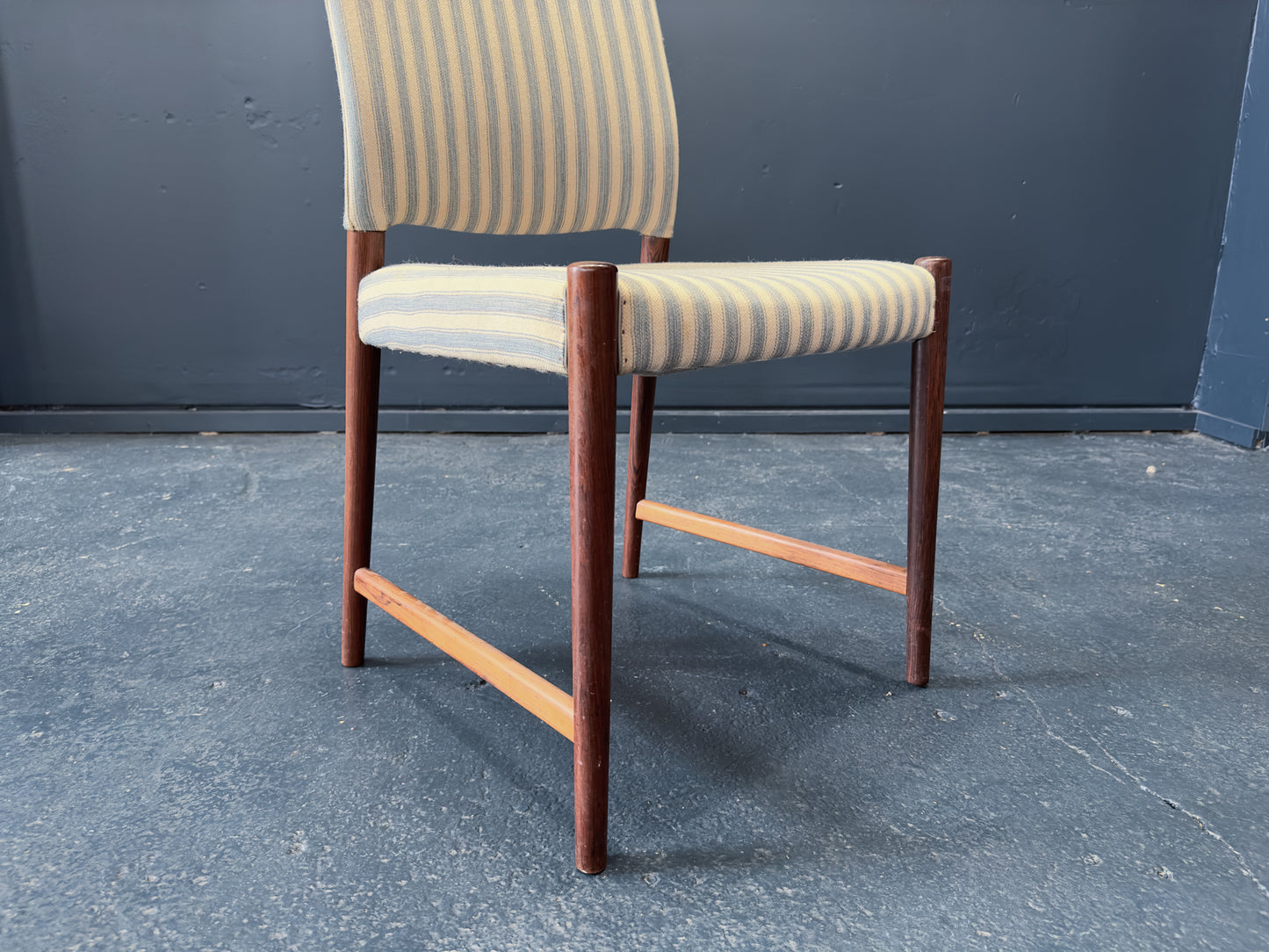 Set of Six Blue and White Striped Chairs