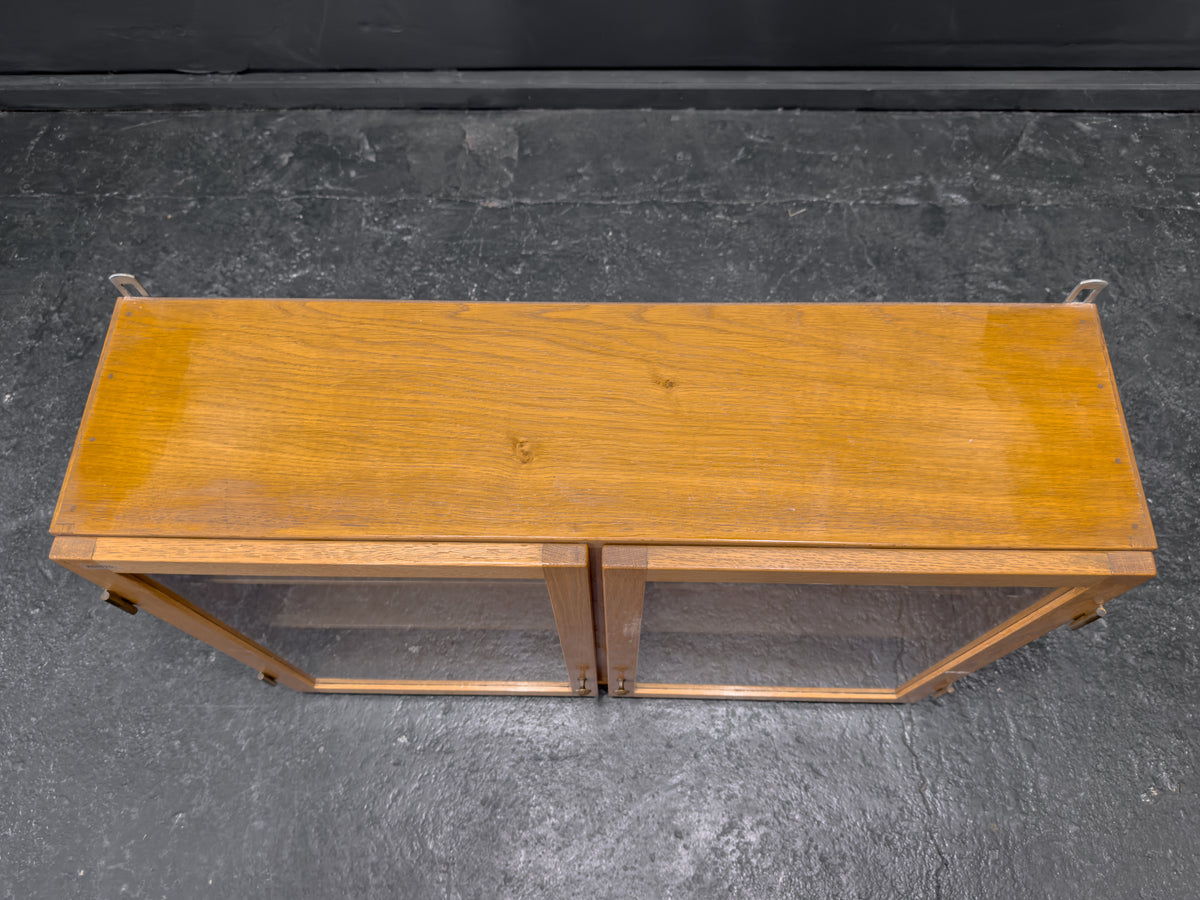 Wall Mounted Oak Cabinet with Glass Doors