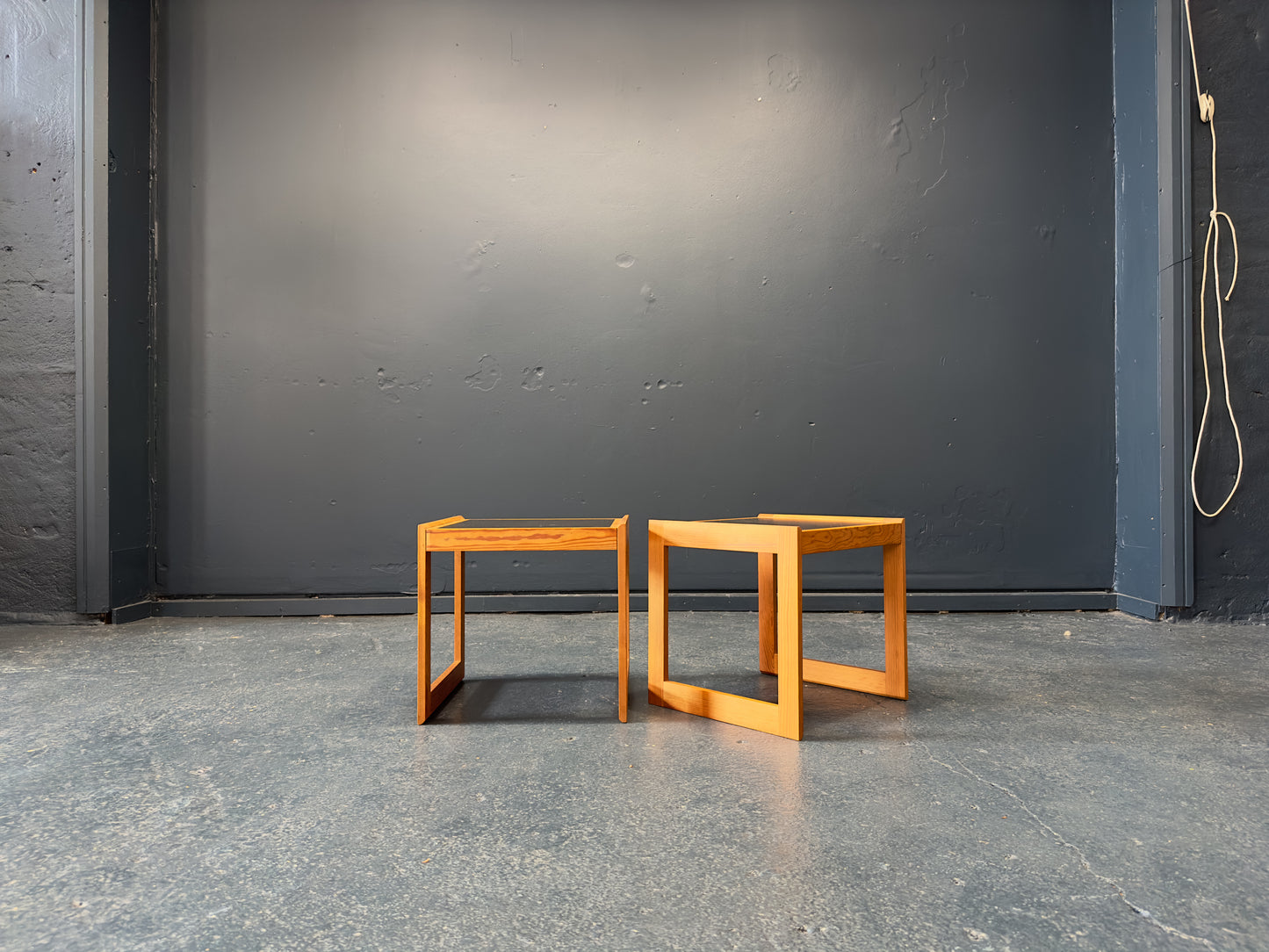 Pair of Pine Cube Side tables