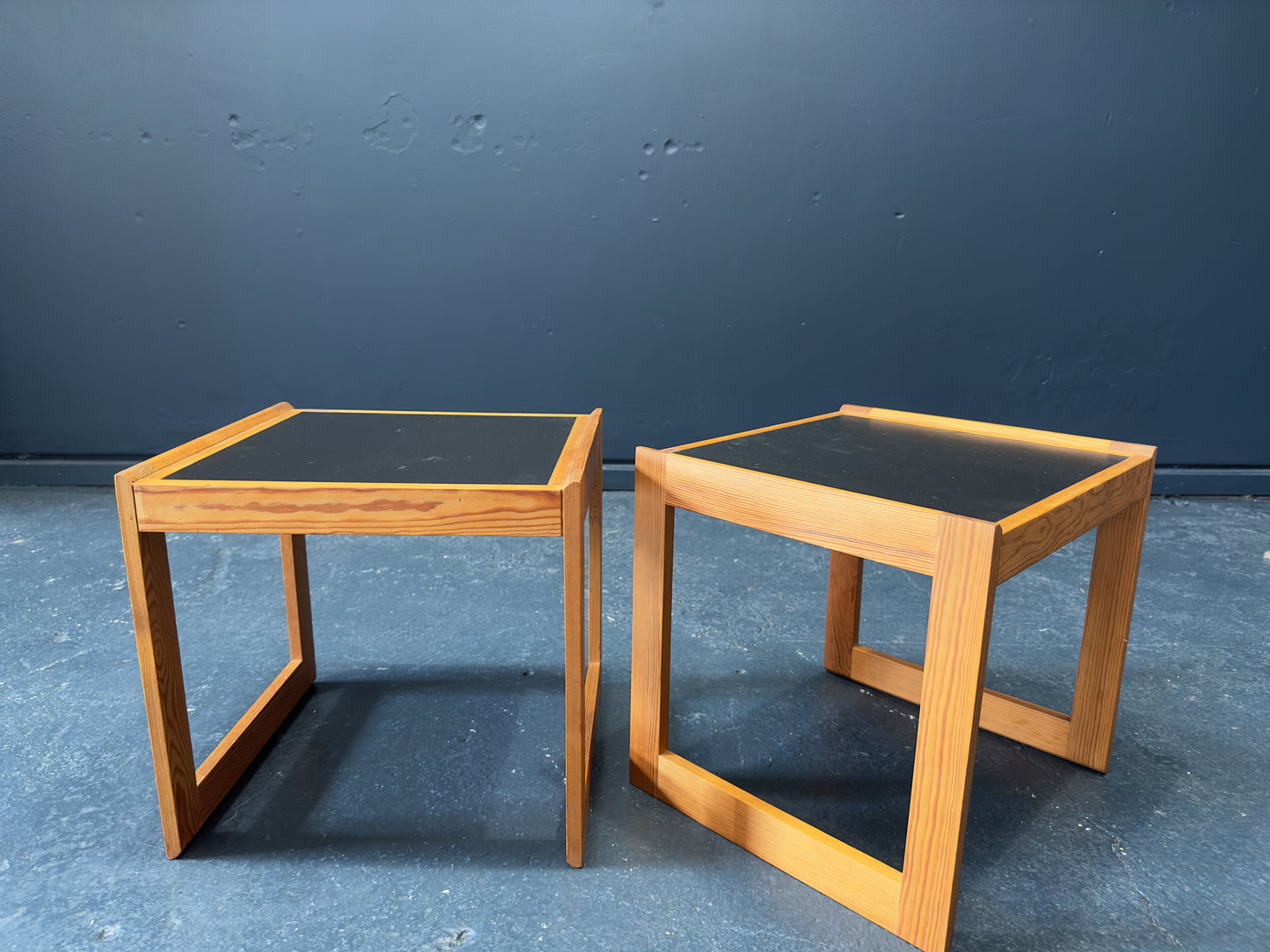 Pair of Pine Cube Side tables