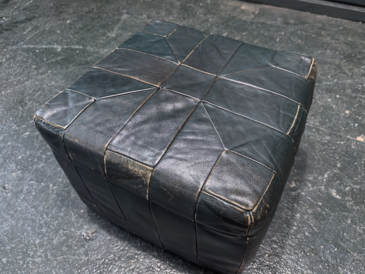 Green Leather Pouffe