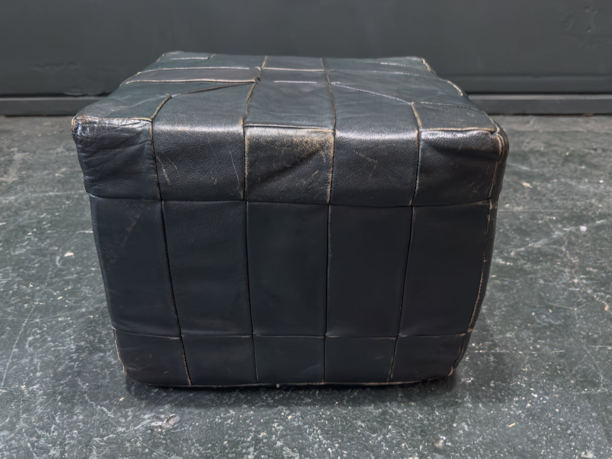 Green Leather Pouffe