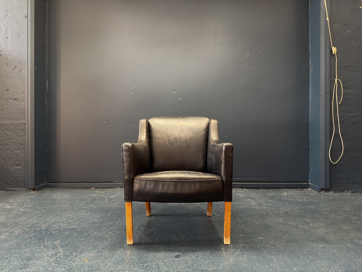 Ole Wanscher Black Leather Armchair