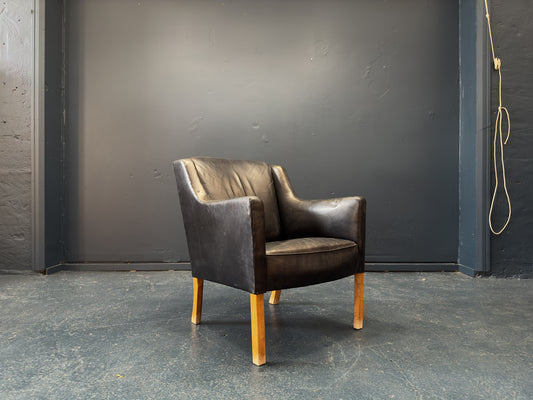 Ole Wanscher Black Leather Armchair