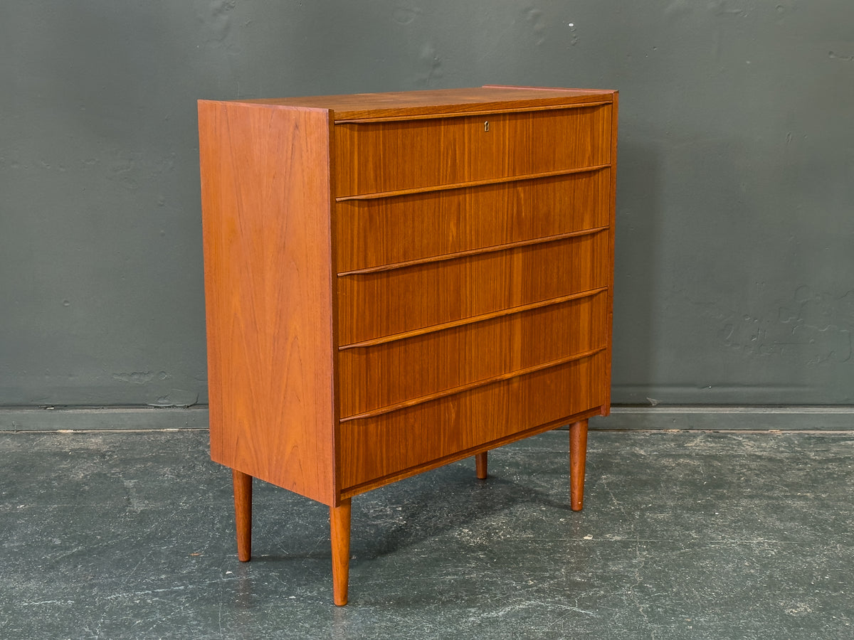 Teak Tallboy with 5 Drawers by Tylvad Hansen Møbelfabrik