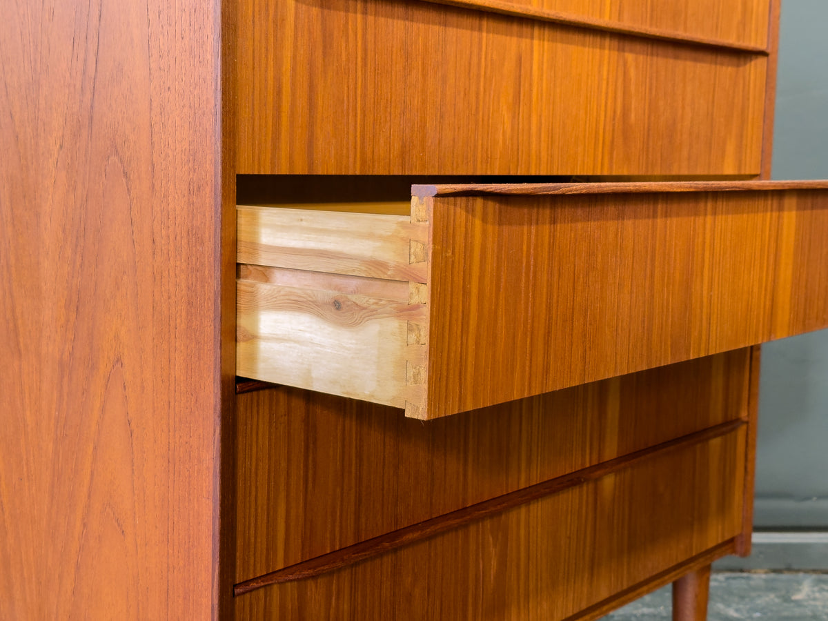 Teak Tallboy with 5 Drawers by Tylvad Hansen Møbelfabrik