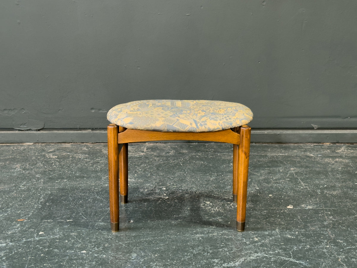 Blue Upholstered Teak Stool