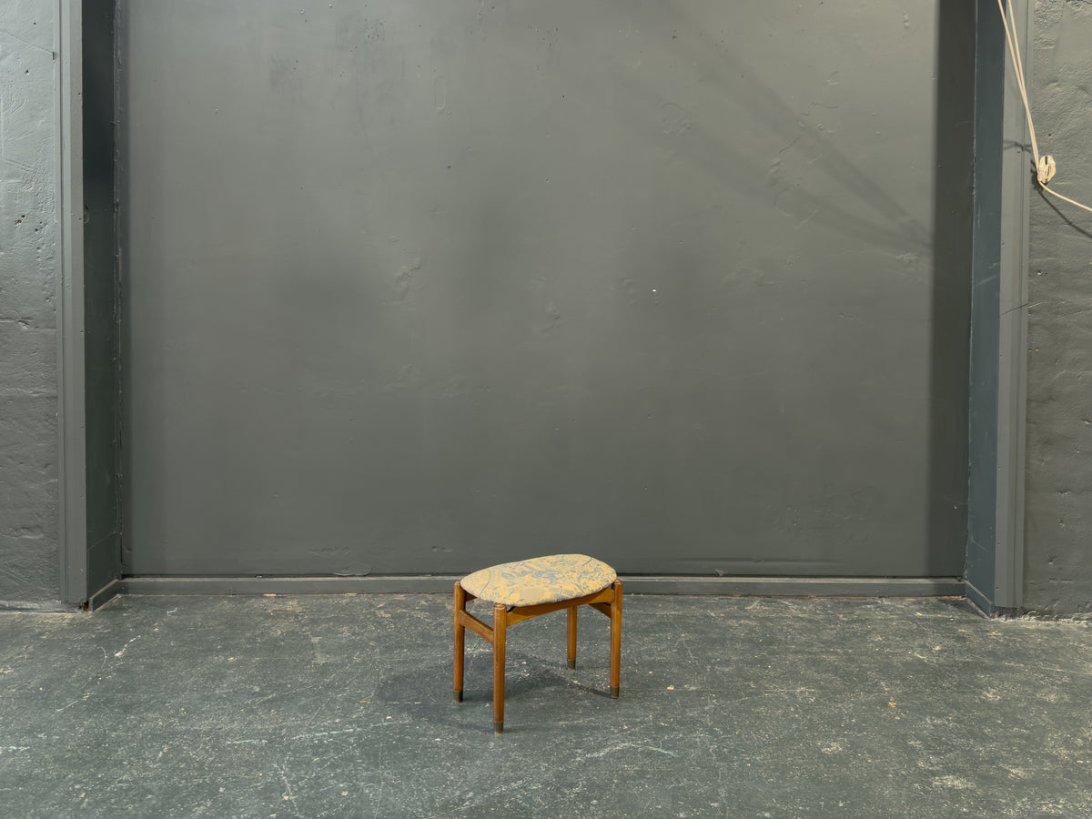Blue Upholstered Teak Stool