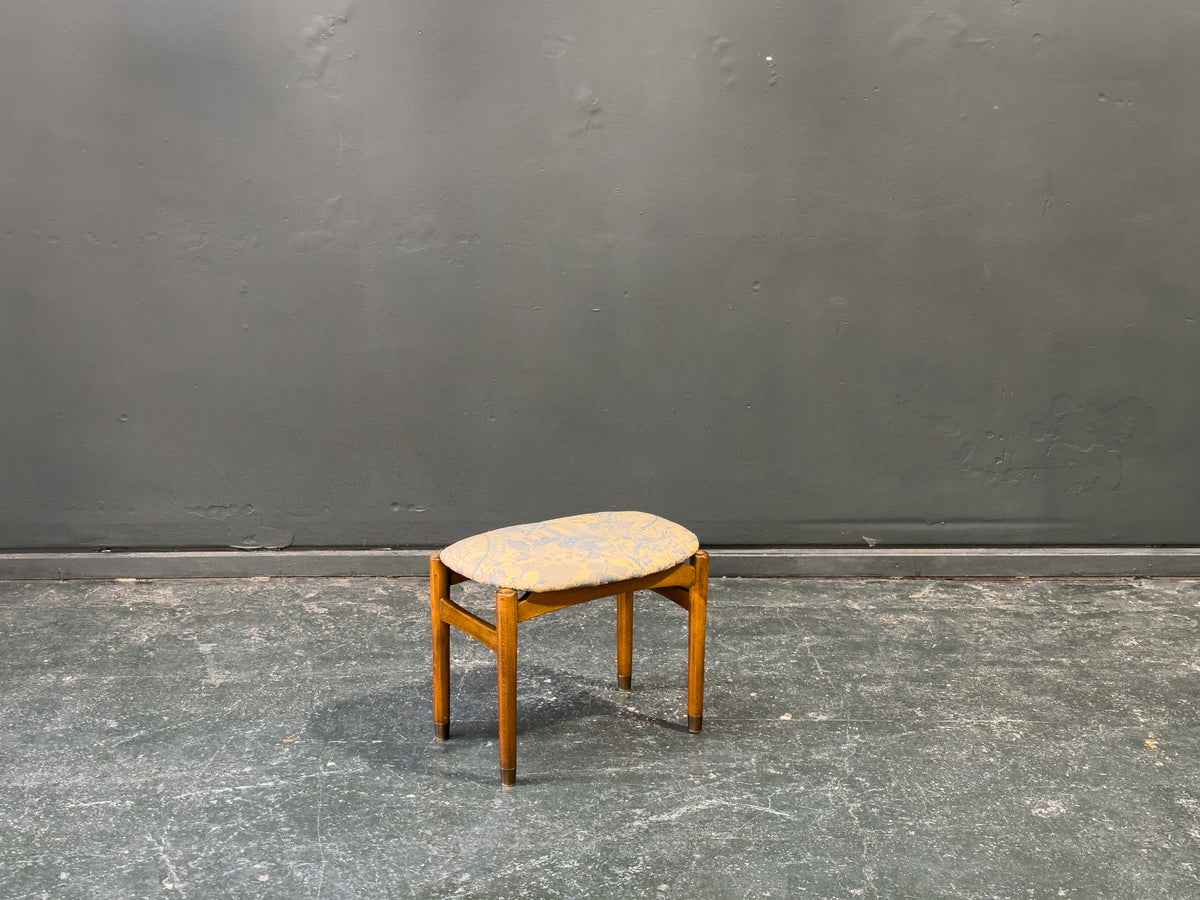 Blue Upholstered Teak Stool