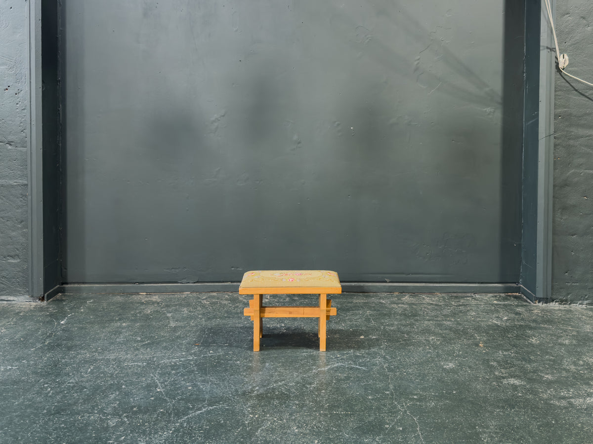 Embroidered Oak Stool