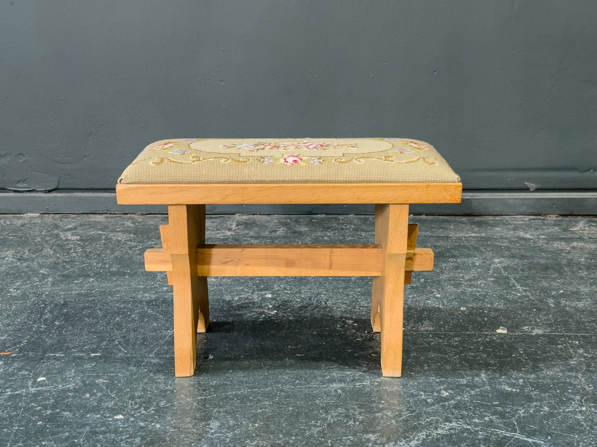 Embroidered Oak Stool