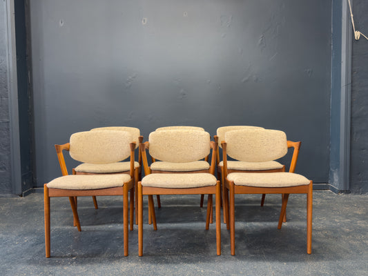 Set of 6 Kai Kristiansen Teak Model 42 Dining Chairs