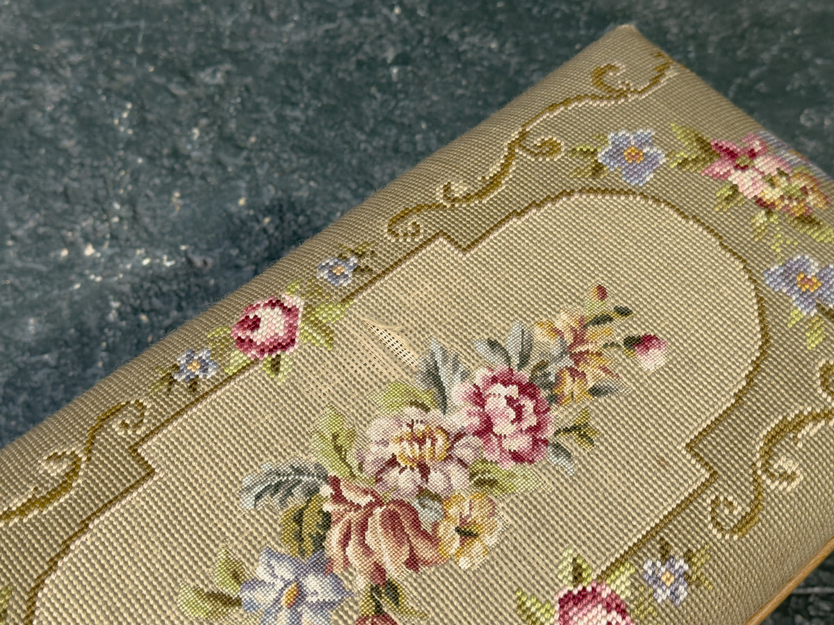 Embroidered Oak Stool