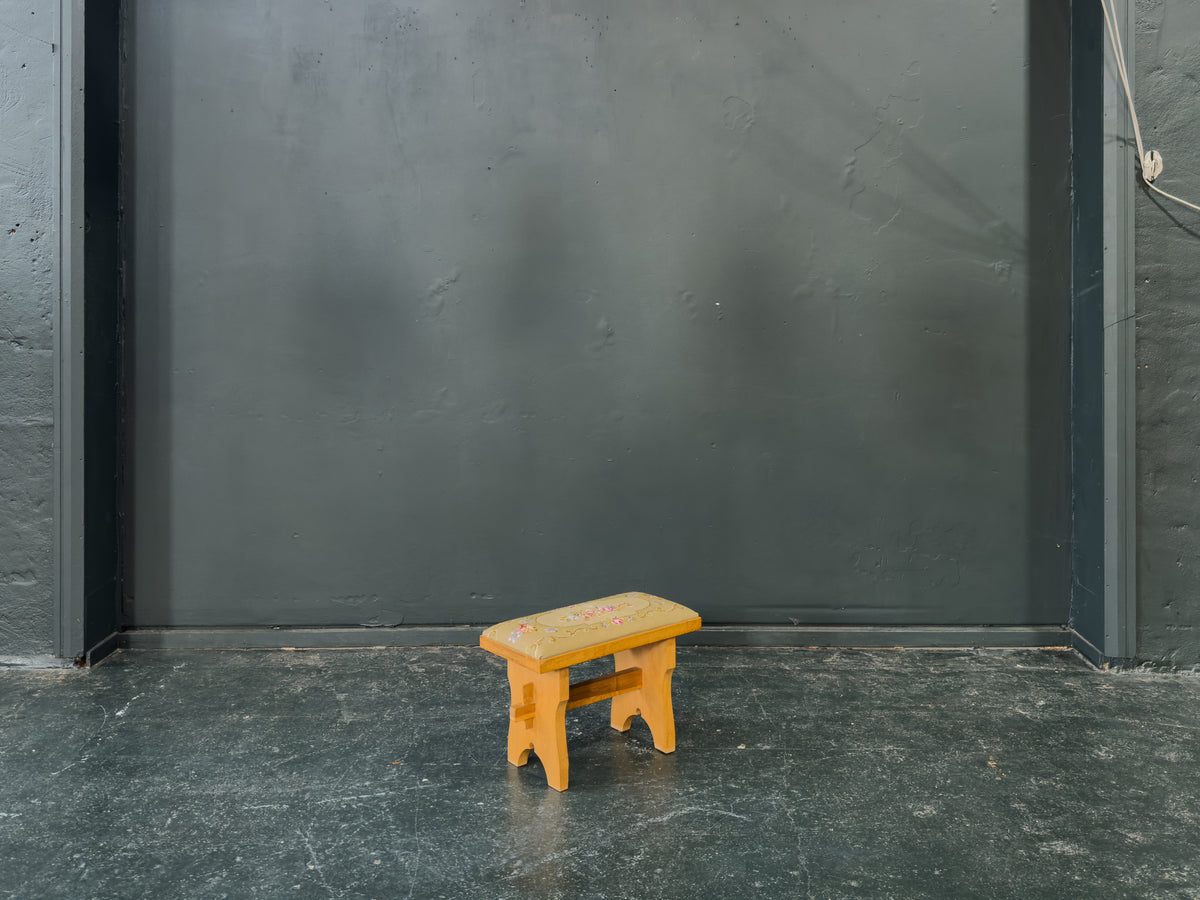 Embroidered Oak Stool