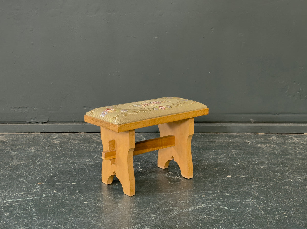 Embroidered Oak Stool