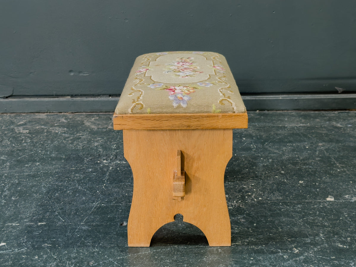 Embroidered Oak Stool