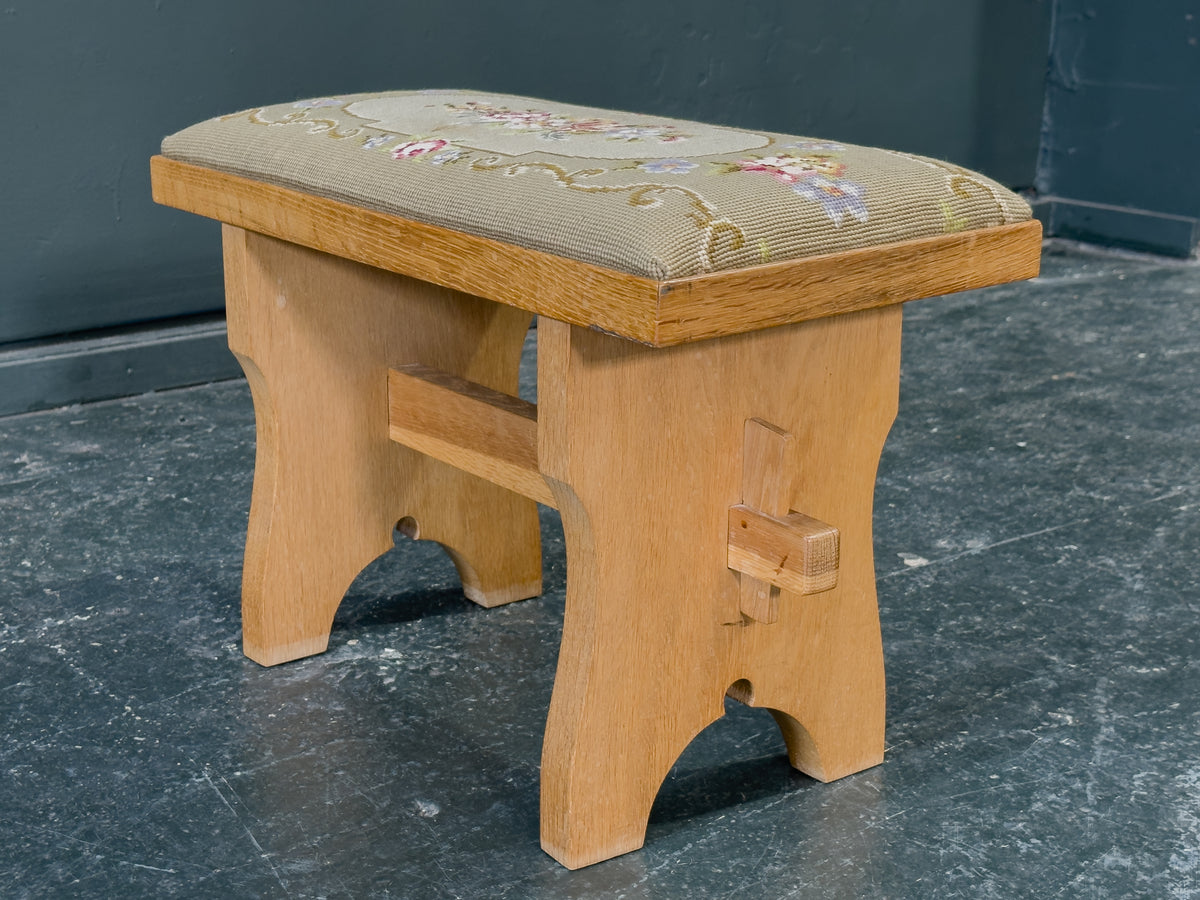 Embroidered Oak Stool