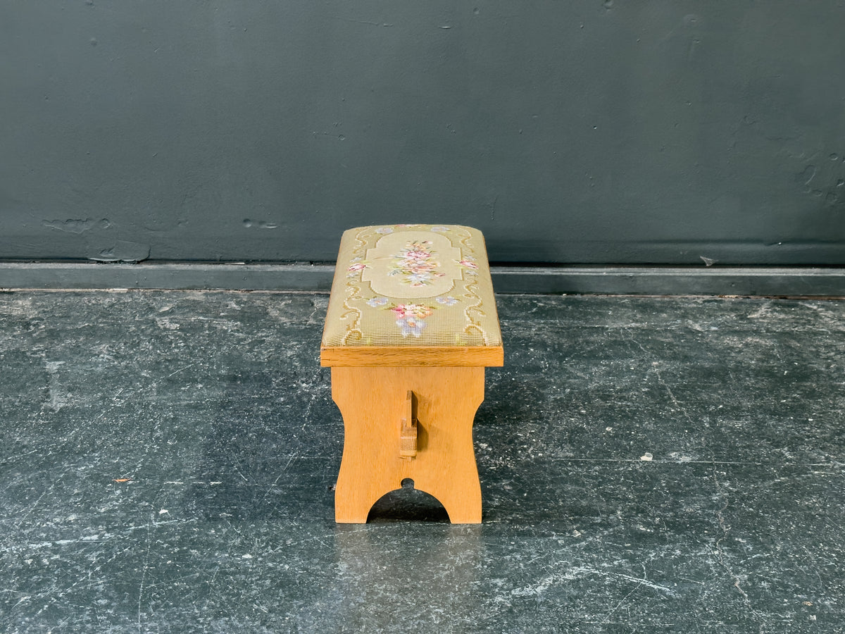 Embroidered Oak Stool