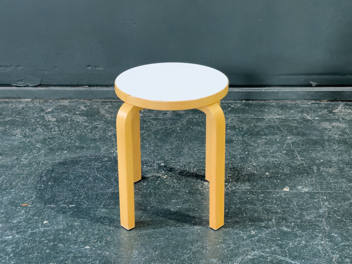 Artek E60 Stool with White Top designed by Alvar Aalto