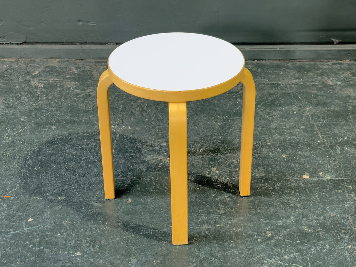 Artek E60 Stool with White Top designed by Alvar Aalto