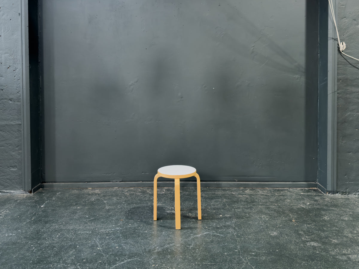 Artek E60 Stool with White Top designed by Alvar Aalto